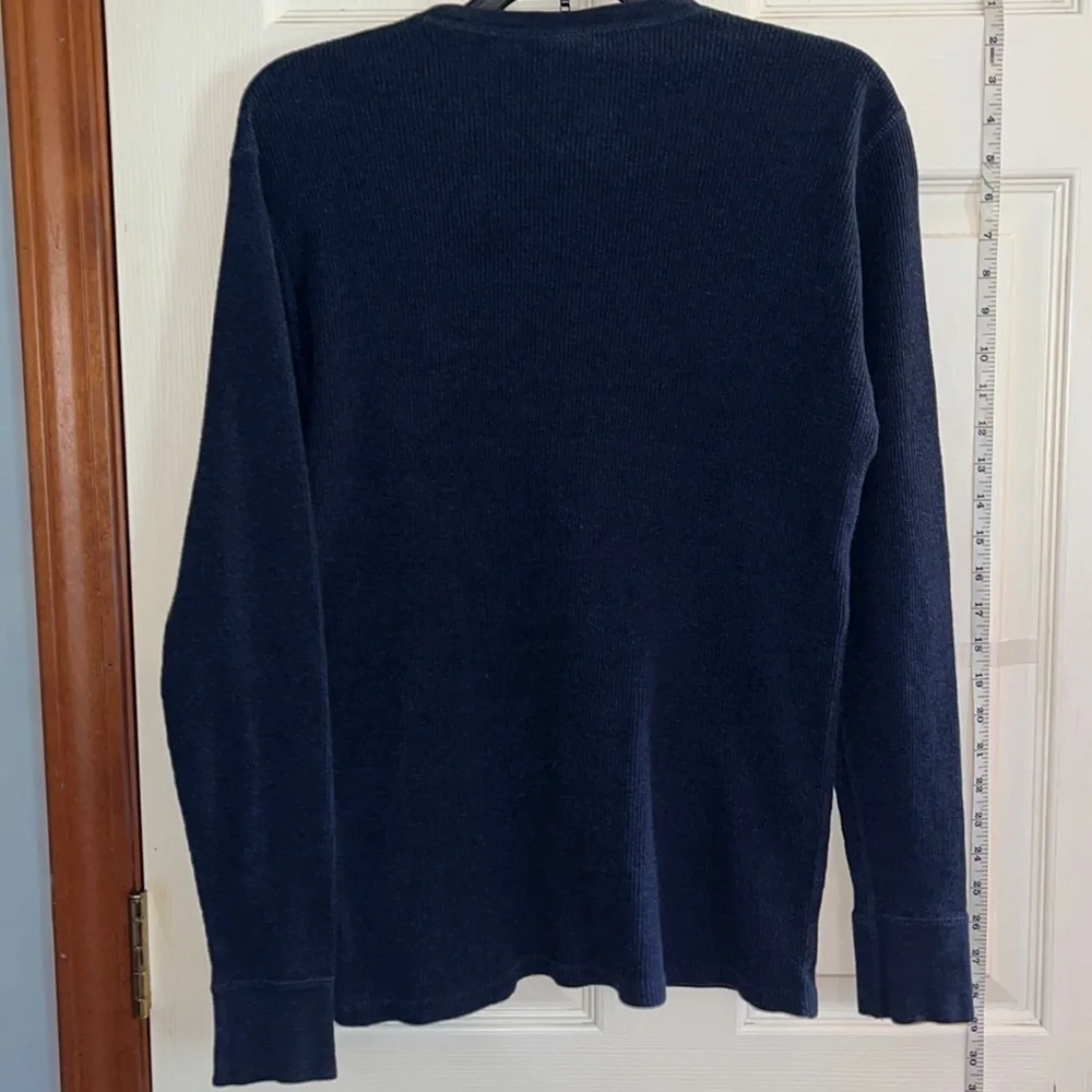 Polo Ralph Lauren-waffle knit night shirt. Navy blue with red detail. Size small - Picture 4 of 5